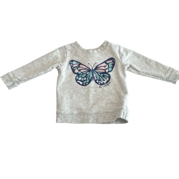 Carter's Other - ⚡️4/$20⚡️Carter’s Gray Butterfly “Be Unique” Sweatshirt | Baby Girl 12 MTH